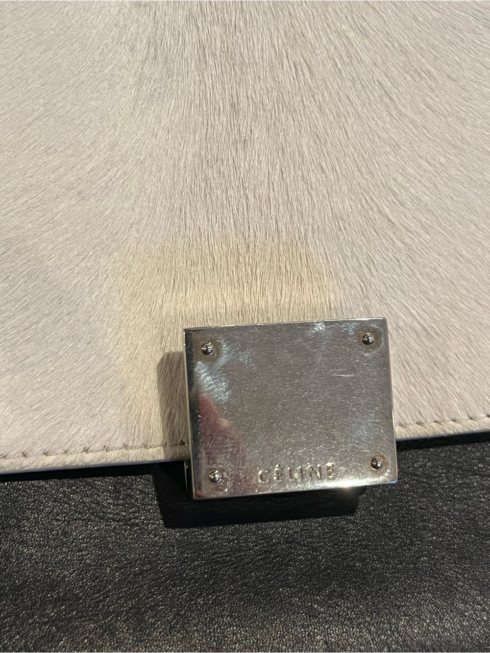 Celine Trapeze Pony HairTricolor Leather Satchel in Black, White & Red - Picture 12 of 12
